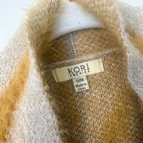 Kori Open Front Geometric raised Design Cardigan Sweater S/M - Picture 8 of 8